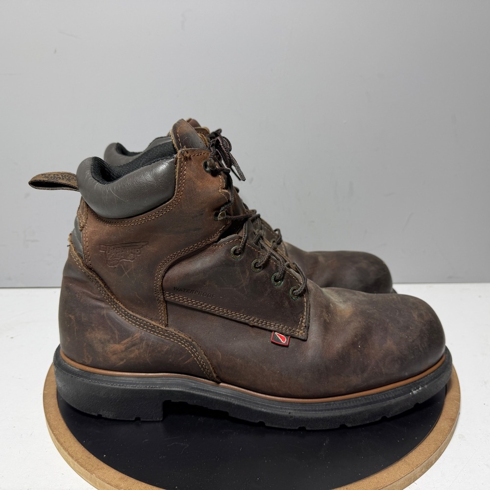Red Wing 415 DynaForce 6 Inch Waterproof Boot Men 13 Workwear Brown Leather Work